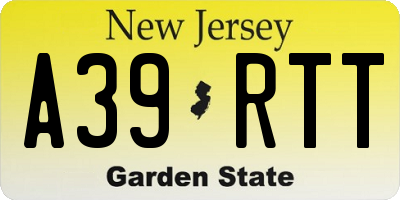 NJ license plate A39RTT