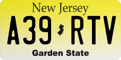 NJ license plate A39RTV