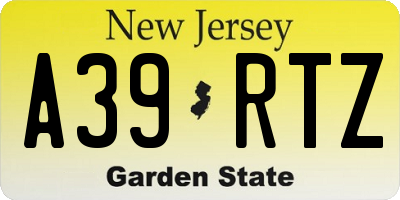 NJ license plate A39RTZ