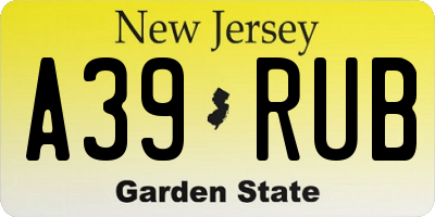 NJ license plate A39RUB