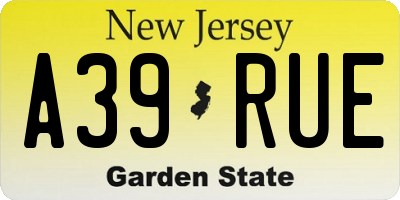 NJ license plate A39RUE