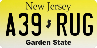NJ license plate A39RUG