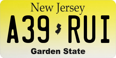NJ license plate A39RUI
