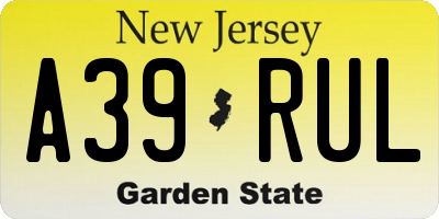 NJ license plate A39RUL