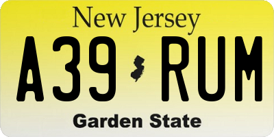 NJ license plate A39RUM