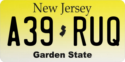 NJ license plate A39RUQ