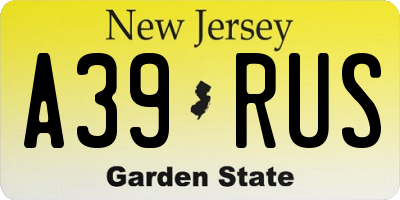 NJ license plate A39RUS