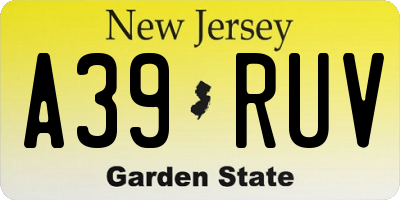 NJ license plate A39RUV