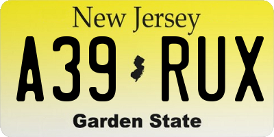 NJ license plate A39RUX