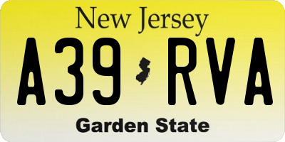 NJ license plate A39RVA