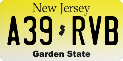 NJ license plate A39RVB