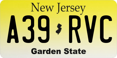NJ license plate A39RVC