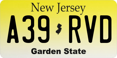 NJ license plate A39RVD