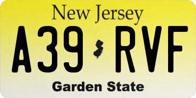 NJ license plate A39RVF