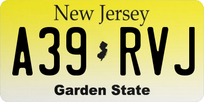NJ license plate A39RVJ