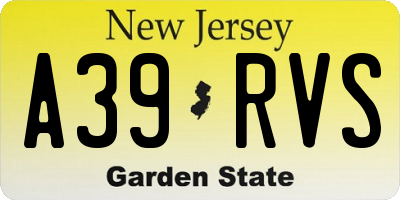 NJ license plate A39RVS