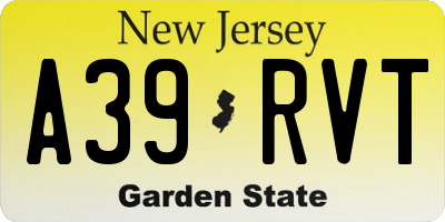 NJ license plate A39RVT
