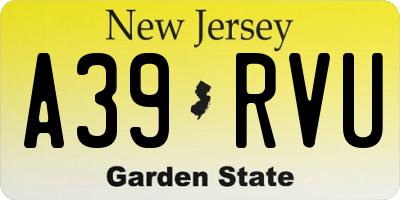 NJ license plate A39RVU