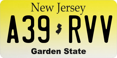 NJ license plate A39RVV