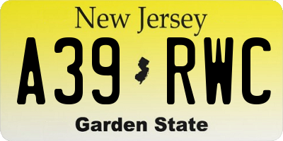 NJ license plate A39RWC