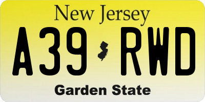 NJ license plate A39RWD