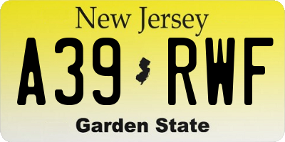 NJ license plate A39RWF