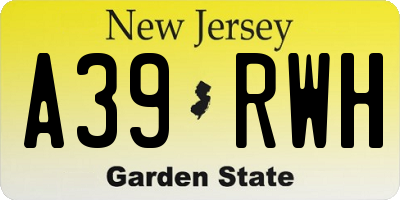 NJ license plate A39RWH