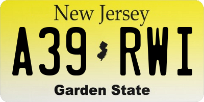 NJ license plate A39RWI