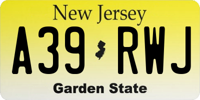 NJ license plate A39RWJ