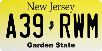 NJ license plate A39RWM