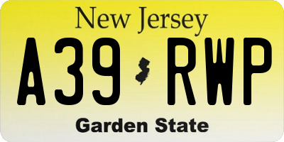 NJ license plate A39RWP