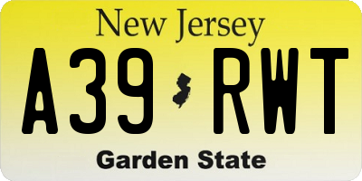 NJ license plate A39RWT