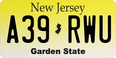 NJ license plate A39RWU