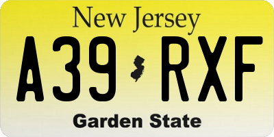 NJ license plate A39RXF