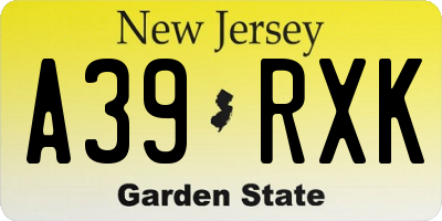 NJ license plate A39RXK