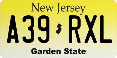 NJ license plate A39RXL