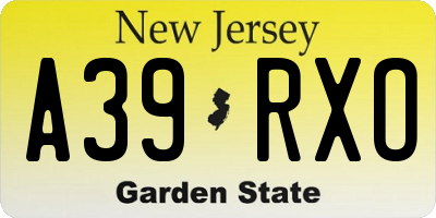 NJ license plate A39RXO