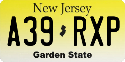 NJ license plate A39RXP