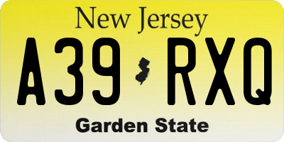 NJ license plate A39RXQ