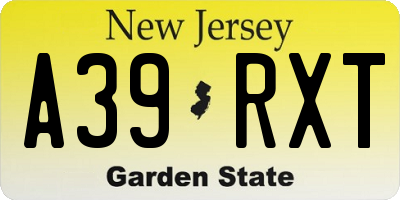 NJ license plate A39RXT