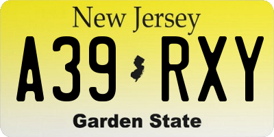 NJ license plate A39RXY