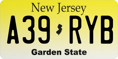 NJ license plate A39RYB