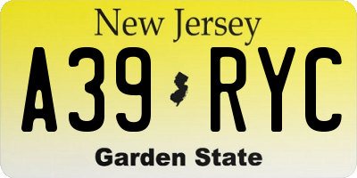NJ license plate A39RYC