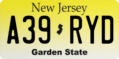 NJ license plate A39RYD