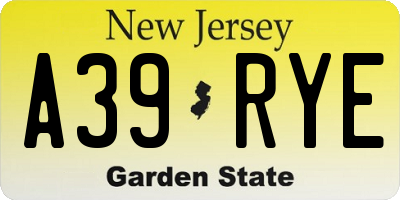 NJ license plate A39RYE