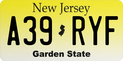NJ license plate A39RYF