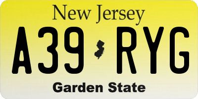 NJ license plate A39RYG