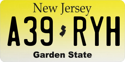 NJ license plate A39RYH
