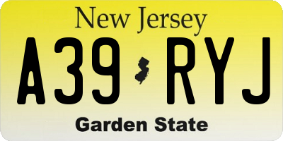 NJ license plate A39RYJ