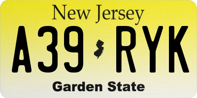 NJ license plate A39RYK